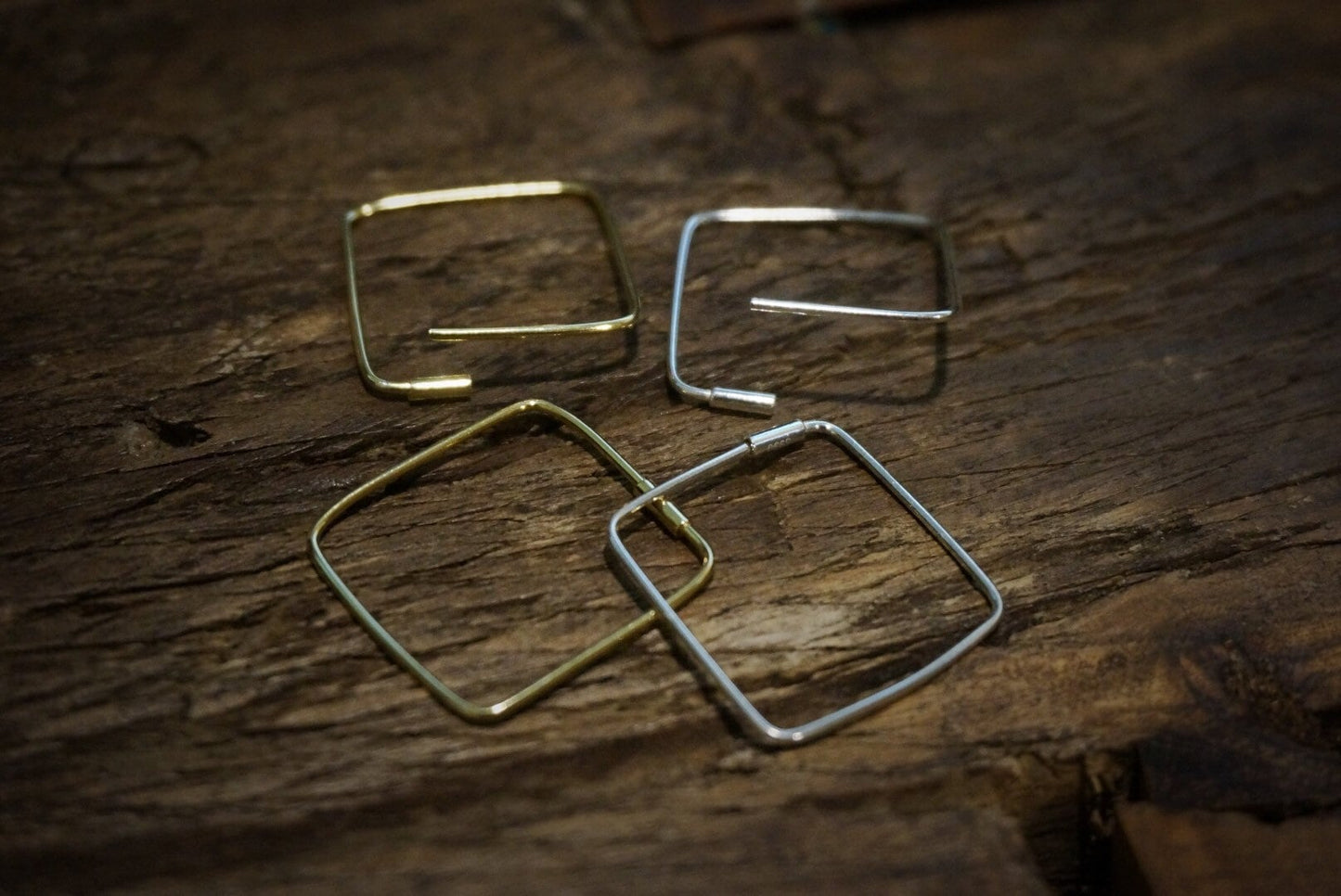 Sterling silver Square hoops/Gold square hoop earrings/14k gold plated over sterling silver/geometric earrings/square earrings