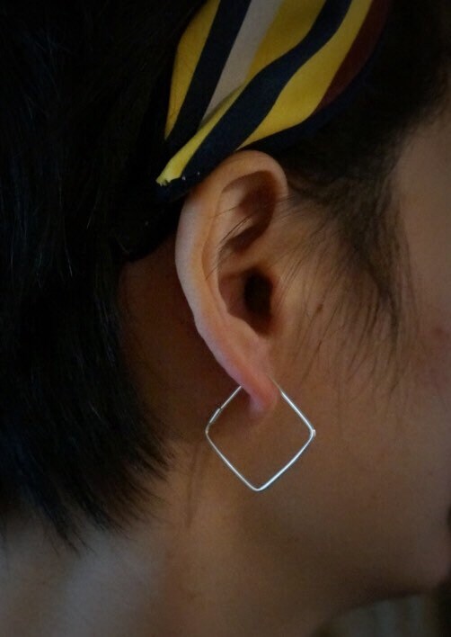 Sterling silver Square hoops/Gold square hoop earrings/14k gold plated over sterling silver/geometric earrings/square earrings