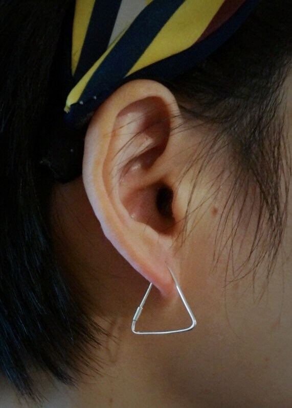 Sterling silver Triangle hoops/Gold triangle hoop earrings/14k gold plated over sterling silver/geometric earrings/triangle earrings