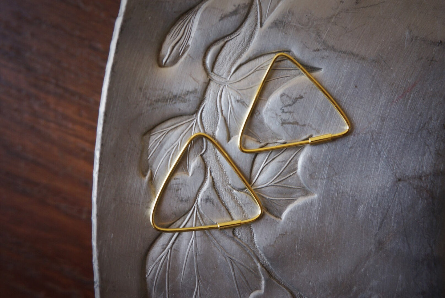 Sterling silver Triangle hoops/Gold triangle hoop earrings/14k gold plated over sterling silver/geometric earrings/triangle earrings