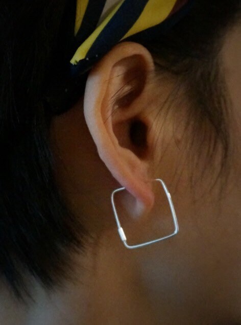 Sterling silver Square hoops/Gold square hoop earrings/14k gold plated over sterling silver/geometric earrings/square earrings
