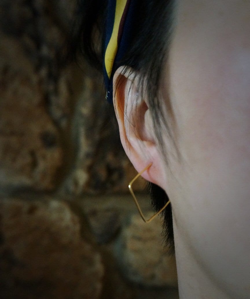 Sterling silver Square hoops/Gold square hoop earrings/14k gold plated over sterling silver/geometric earrings/square earrings
