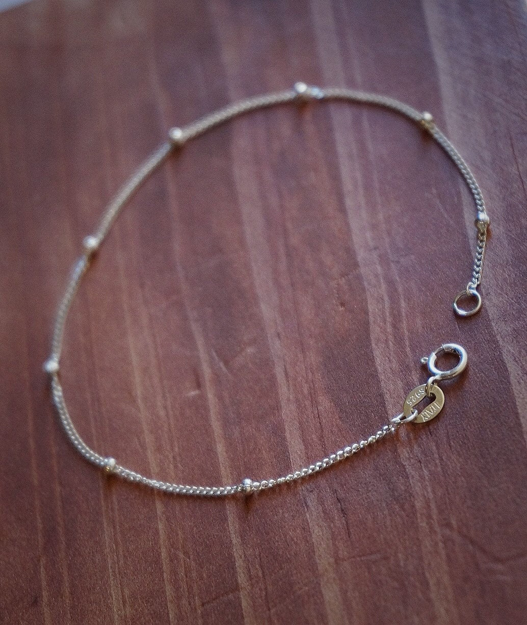 Sterling Silver Satellite Bracelet/silver beaded chain bracelet/Delicate Bracelet/Minimalist Jewelry/Layering Bracelet/tiny bracelet/Gift