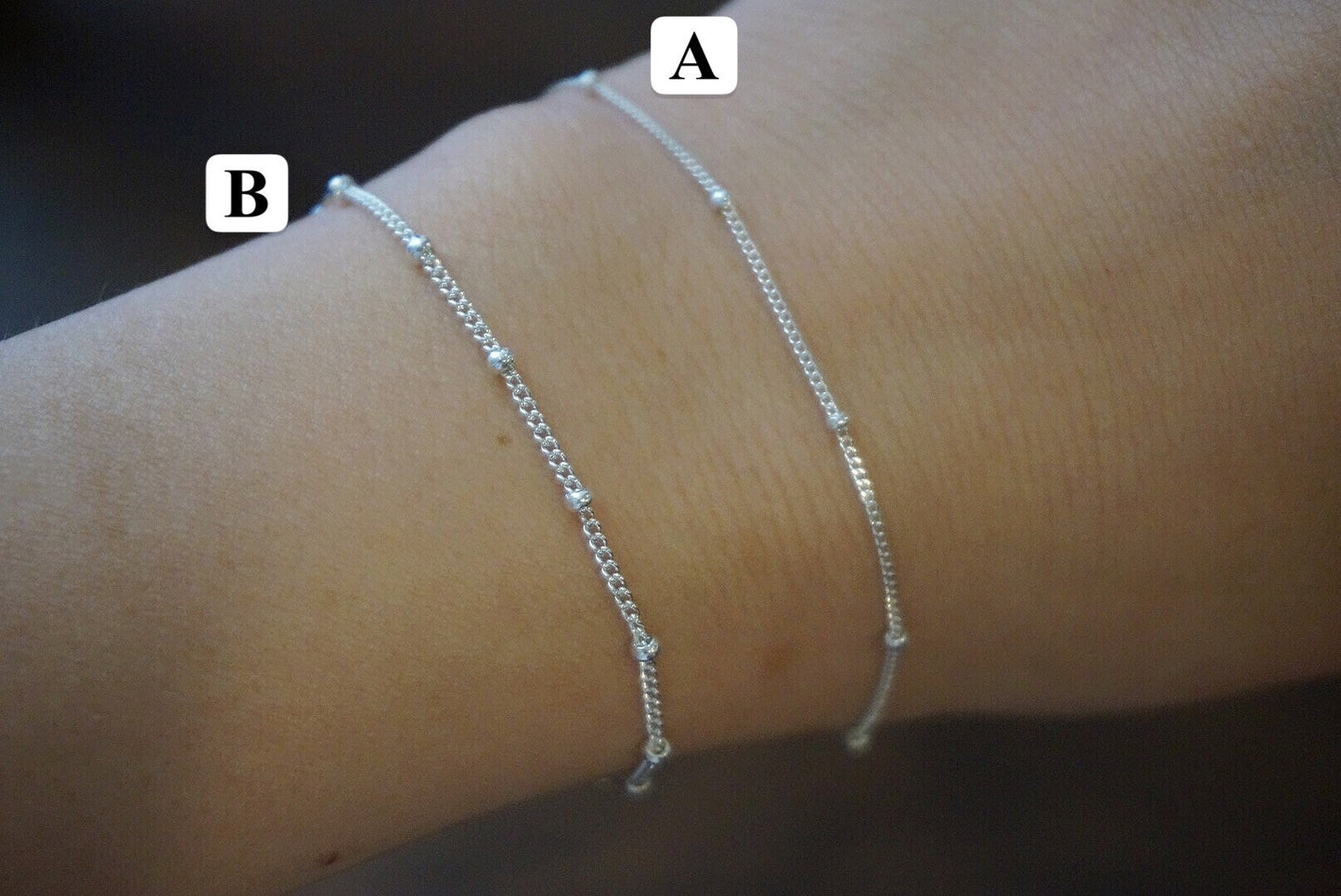 Sterling Silver Satellite Bracelet/silver beaded chain bracelet/Delicate Bracelet/Minimalist Jewelry/Layering Bracelet/tiny bracelet/Gift