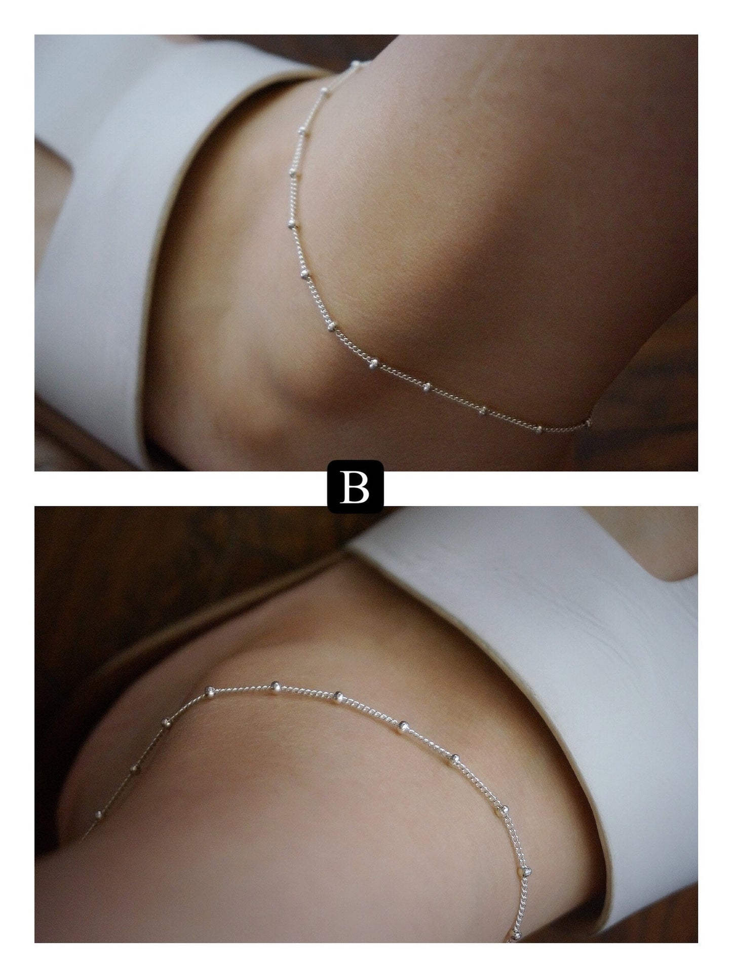 Sterling Silver Satellite Chain Anklet/silver beaded chain anklet/Delicate anklet/Minimalist Jewelry/Layering anklet/tiny anklet/Gift