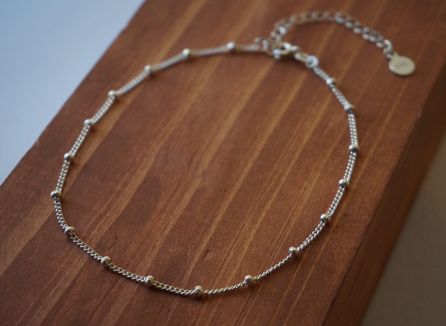 Sterling Silver Satellite Chain Anklet/silver beaded chain anklet/Delicate anklet/Minimalist Jewelry/Layering anklet/tiny anklet/Gift