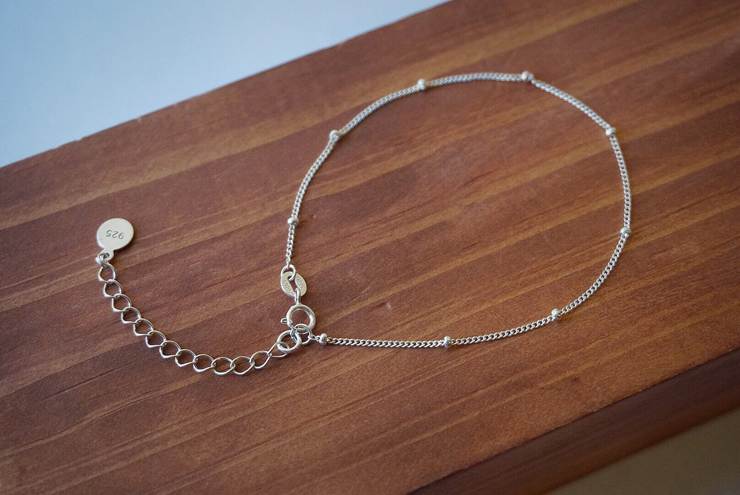 Sterling Silver Satellite Bracelet/silver beaded chain bracelet/Delicate Bracelet/Minimalist Jewelry/Layering Bracelet/tiny bracelet/Gift