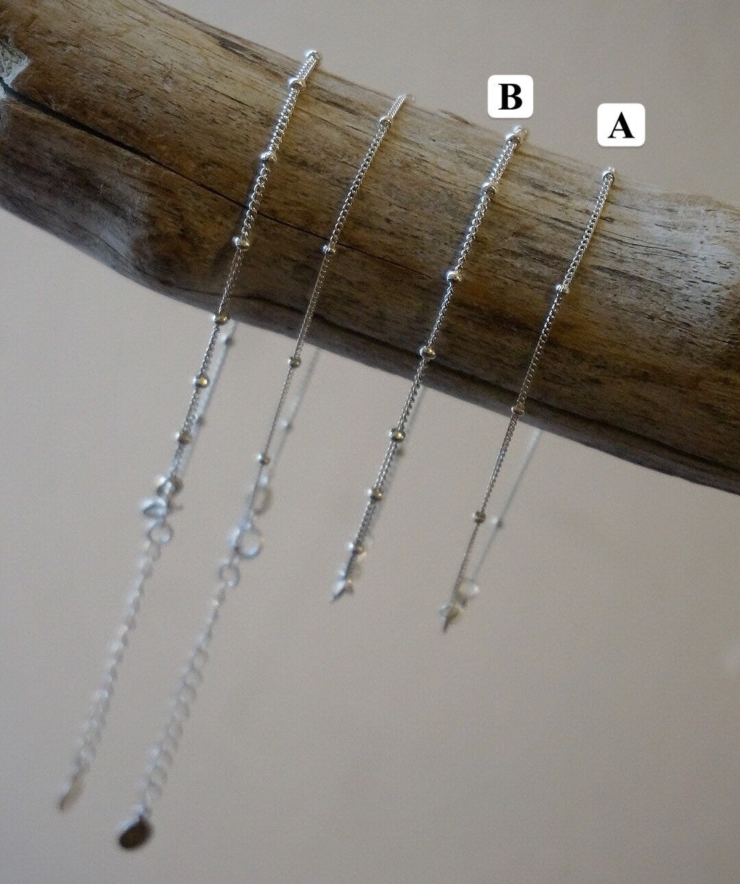 Sterling Silver Satellite Bracelet/silver beaded chain bracelet/Delicate Bracelet/Minimalist Jewelry/Layering Bracelet/tiny bracelet/Gift