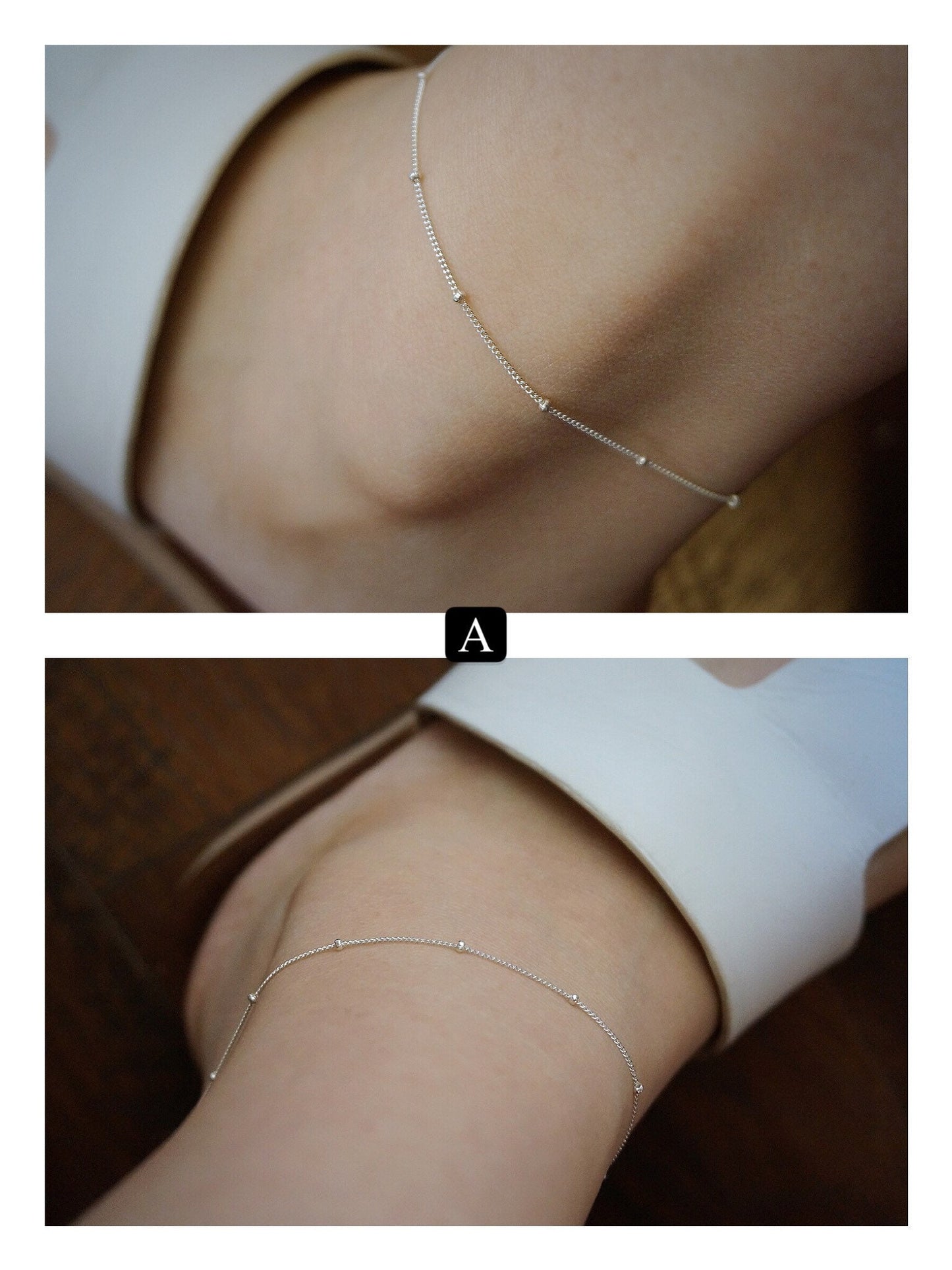 Sterling Silver Satellite Chain Anklet/silver beaded chain anklet/Delicate anklet/Minimalist Jewelry/Layering anklet/tiny anklet/Gift
