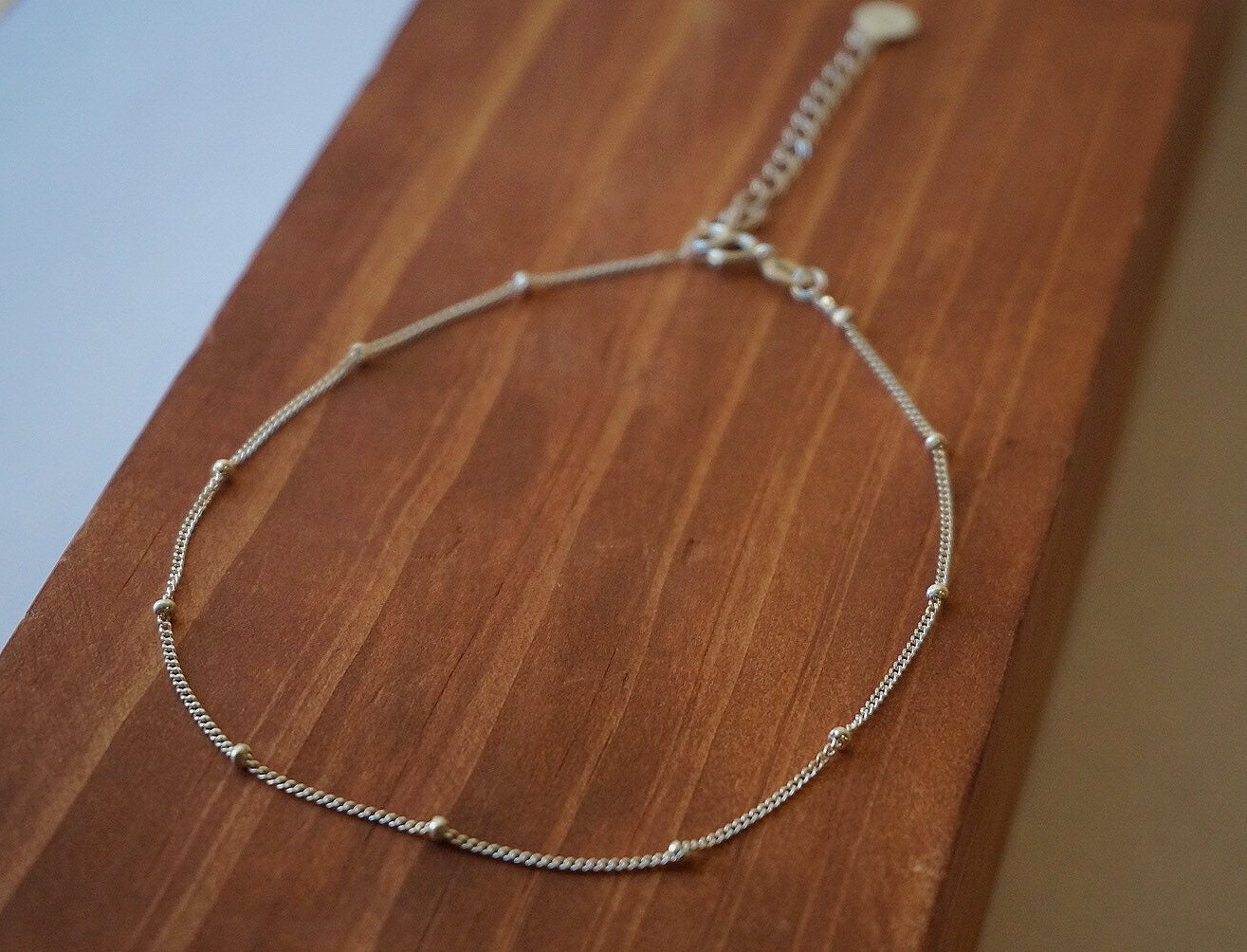 Sterling Silver Satellite Chain Anklet/silver beaded chain anklet/Delicate anklet/Minimalist Jewelry/Layering anklet/tiny anklet/Gift