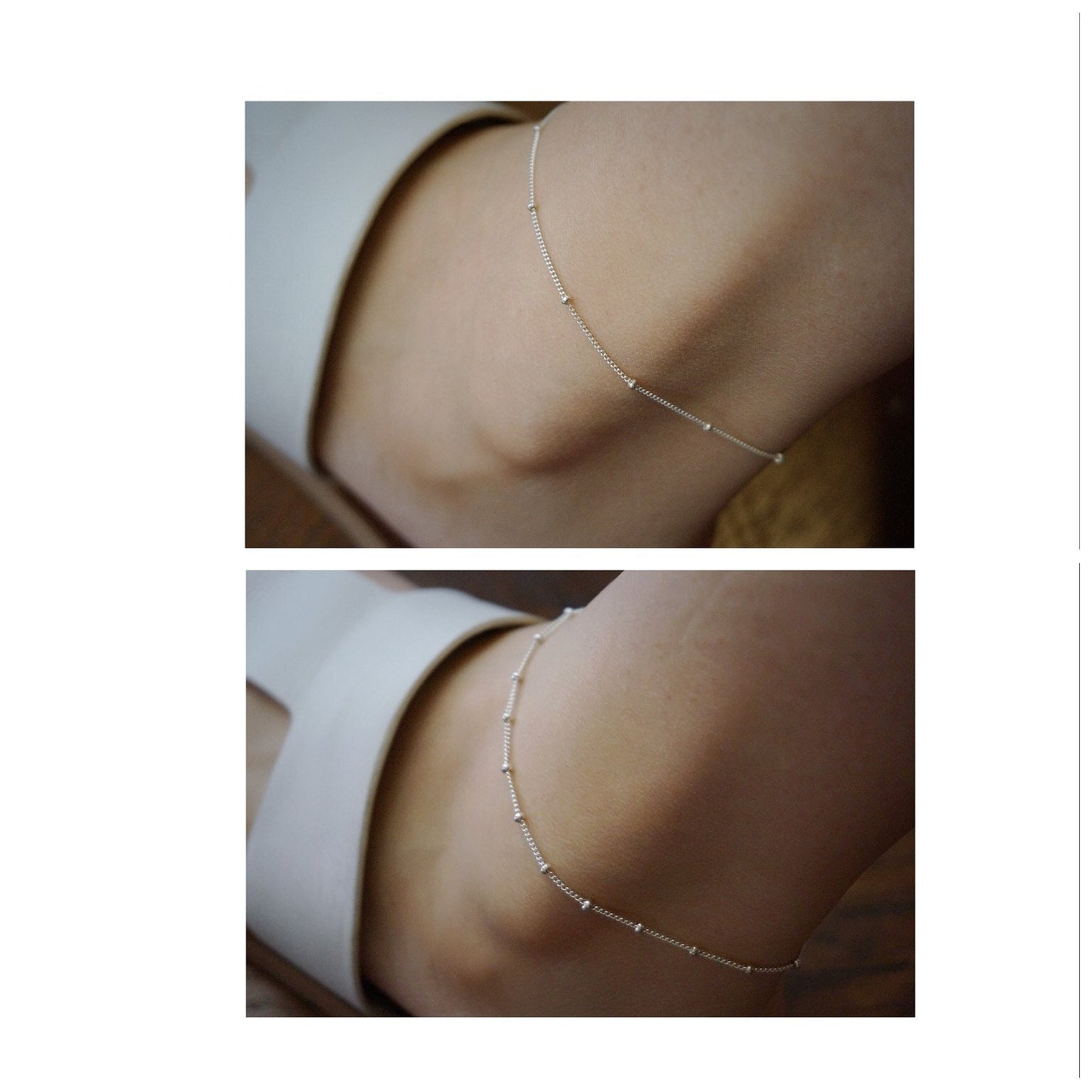Sterling Silver Satellite Chain Anklet/silver beaded chain anklet/Delicate anklet/Minimalist Jewelry/Layering anklet/tiny anklet/Gift