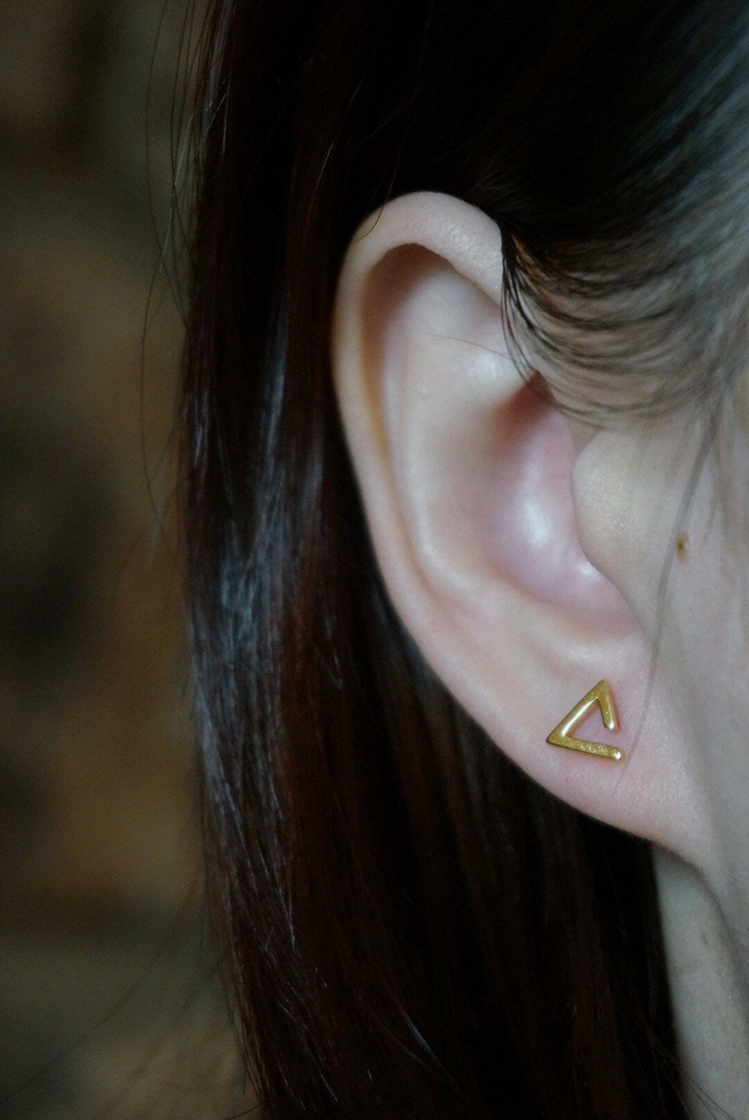 Sterling silver Triangle stud earrings/14k gold plated triangle stud earrings/open triangle stud earring/geometric studs/triangle earrings
