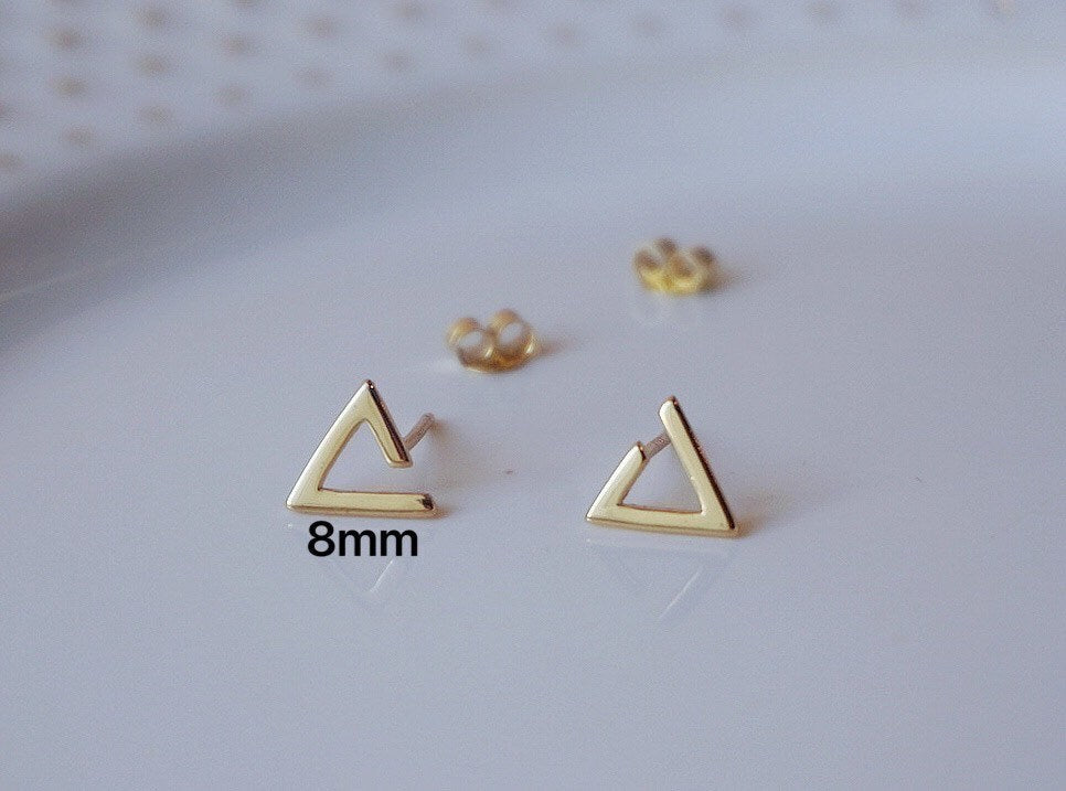 Sterling silver Triangle stud earrings/14k gold plated triangle stud earrings/open triangle stud earring/geometric studs/triangle earrings