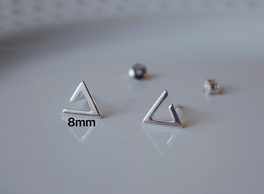 Sterling silver Triangle stud earrings/14k gold plated triangle stud earrings/open triangle stud earring/geometric studs/triangle earrings