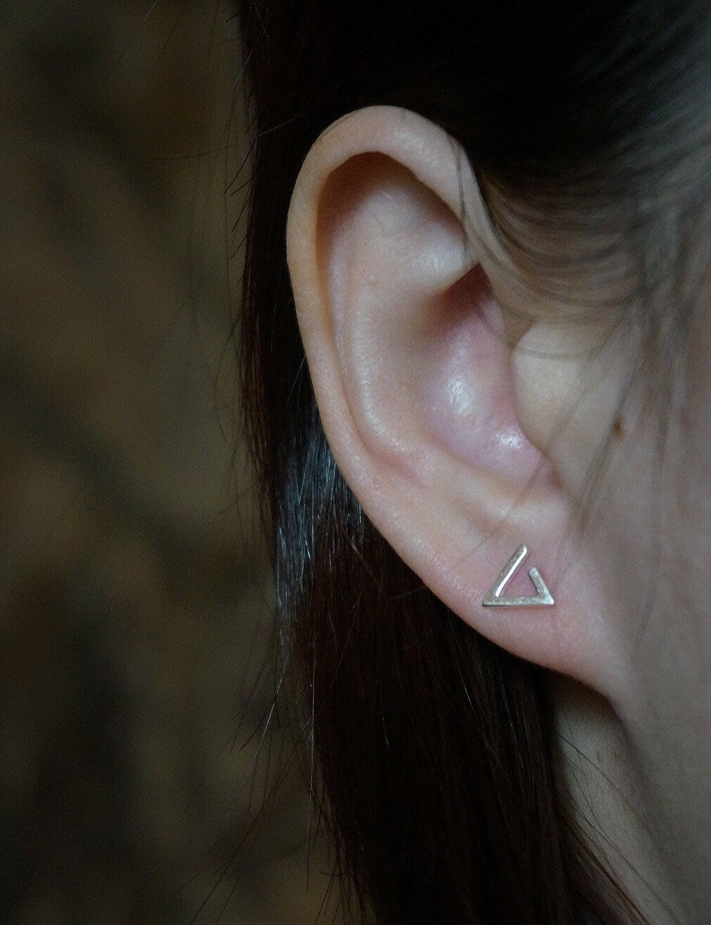 Sterling silver Triangle stud earrings/14k gold plated triangle stud earrings/open triangle stud earring/geometric studs/triangle earrings