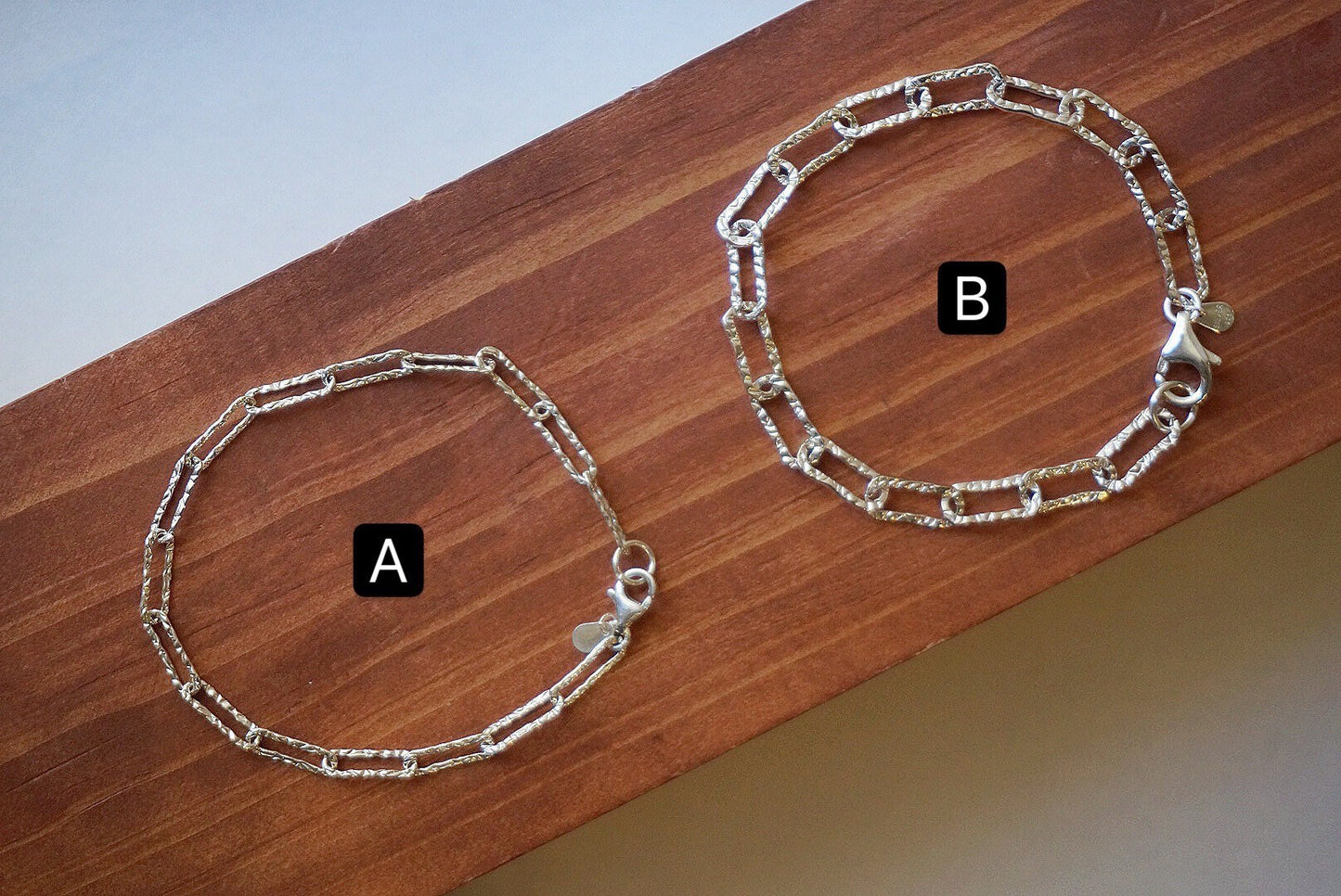 Sterling silver Link chains bracelet/Thick Chain/Rectangle Link bracelet/7" bracelet/Silver Paper Clip bracelet/chunky chains bracelet