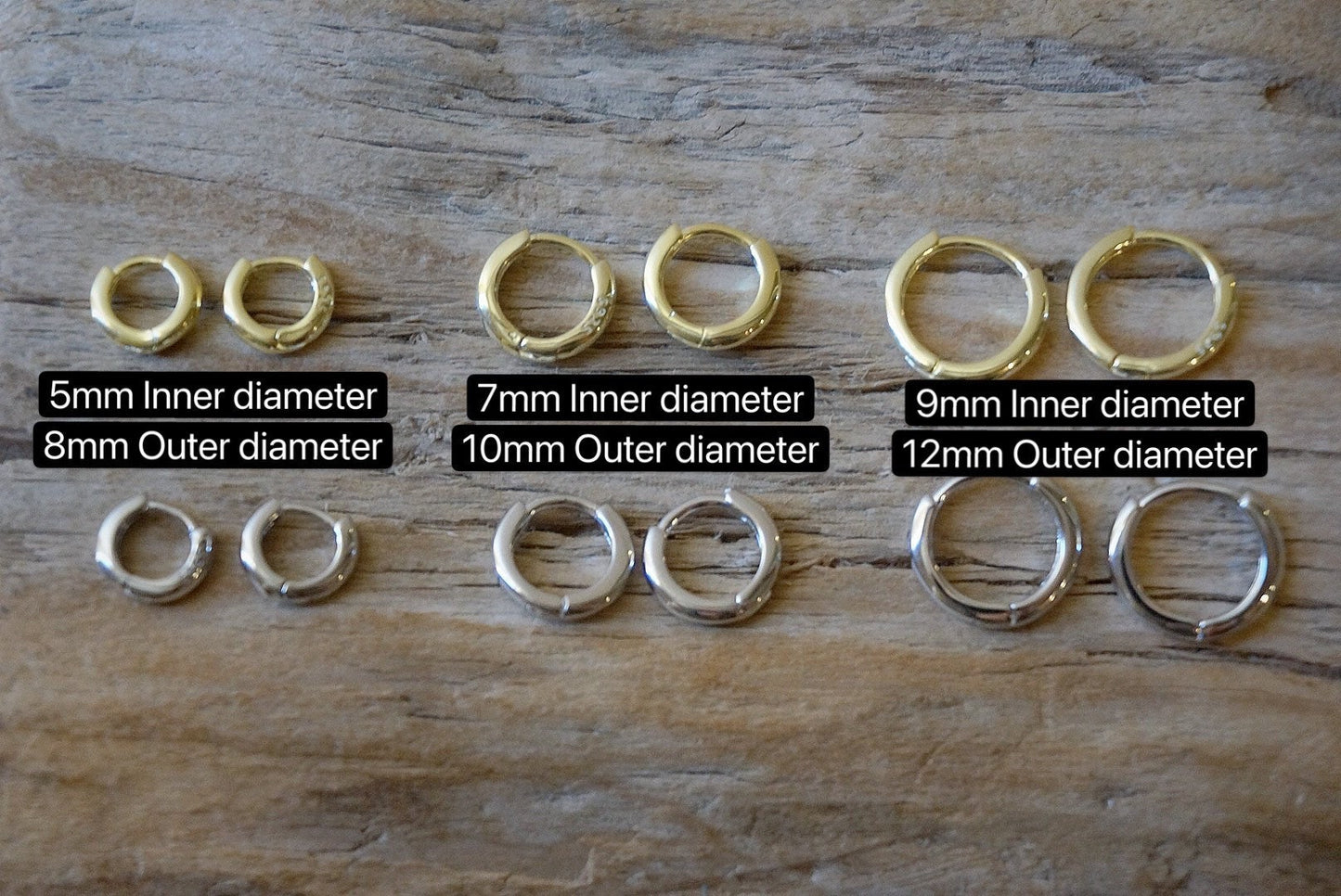 Sterling silver latch back hoop earrings/Gold hoop earrings/Tiny hoop earrings/huggie hoops/Thick Silver Hoop Earrings/small hoops