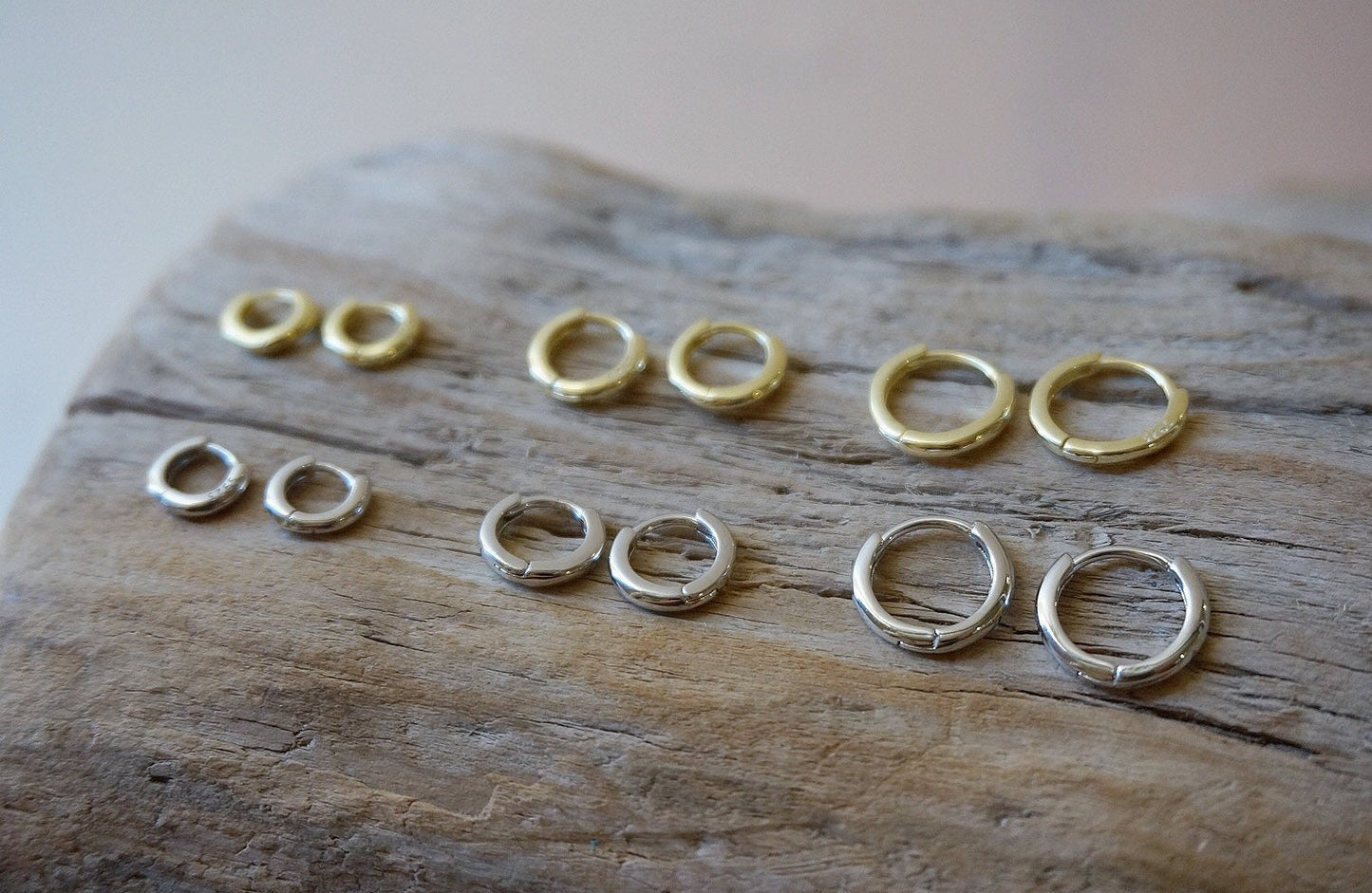 Sterling silver latch back hoop earrings/Gold hoop earrings/Tiny hoop earrings/huggie hoops/Thick Silver Hoop Earrings/small hoops