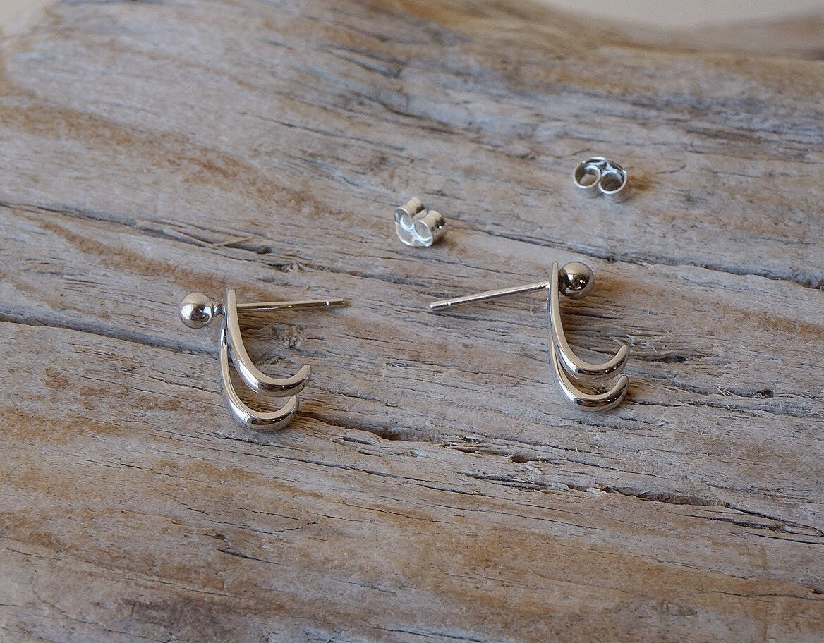 Sterling silver ear jacket/front back earrings