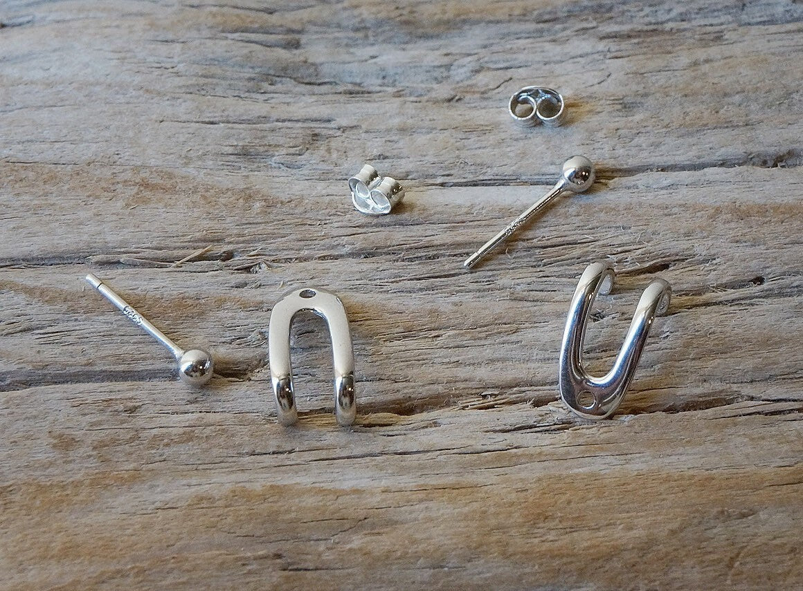 Sterling silver ear jacket/front back earrings