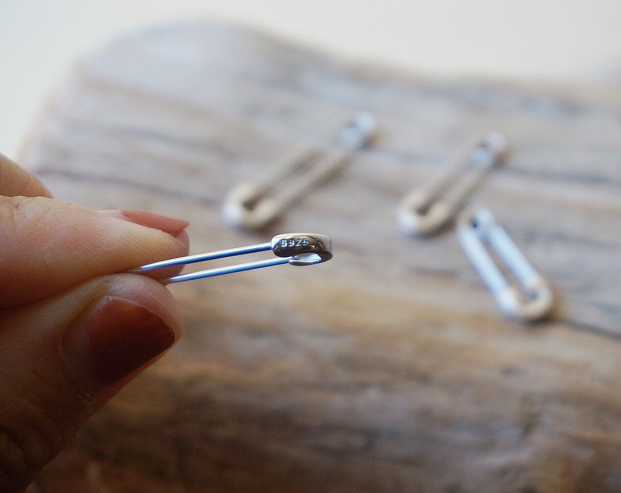 Sterling silver Safety pin earrings/Creative earrings/Safety Pin Pull Through Drop Earrings/Fun Quirky Punk Rock Jewelry