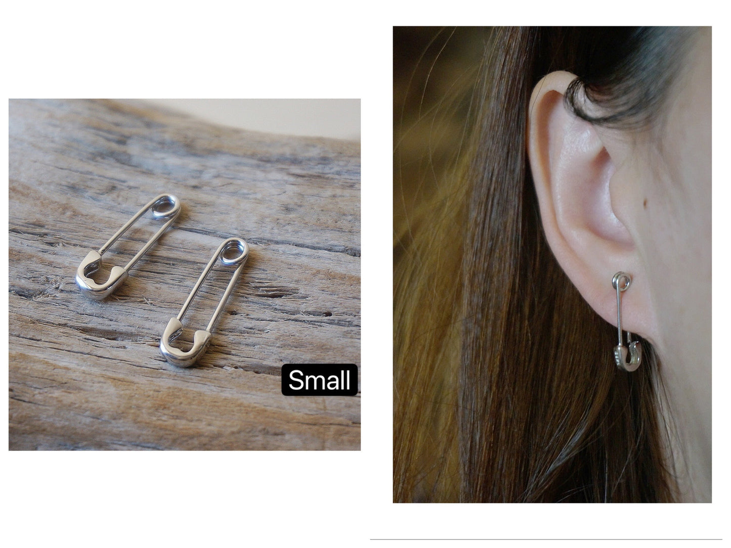 Sterling silver Safety pin earrings/Creative earrings/Safety Pin Pull Through Drop Earrings/Fun Quirky Punk Rock Jewelry