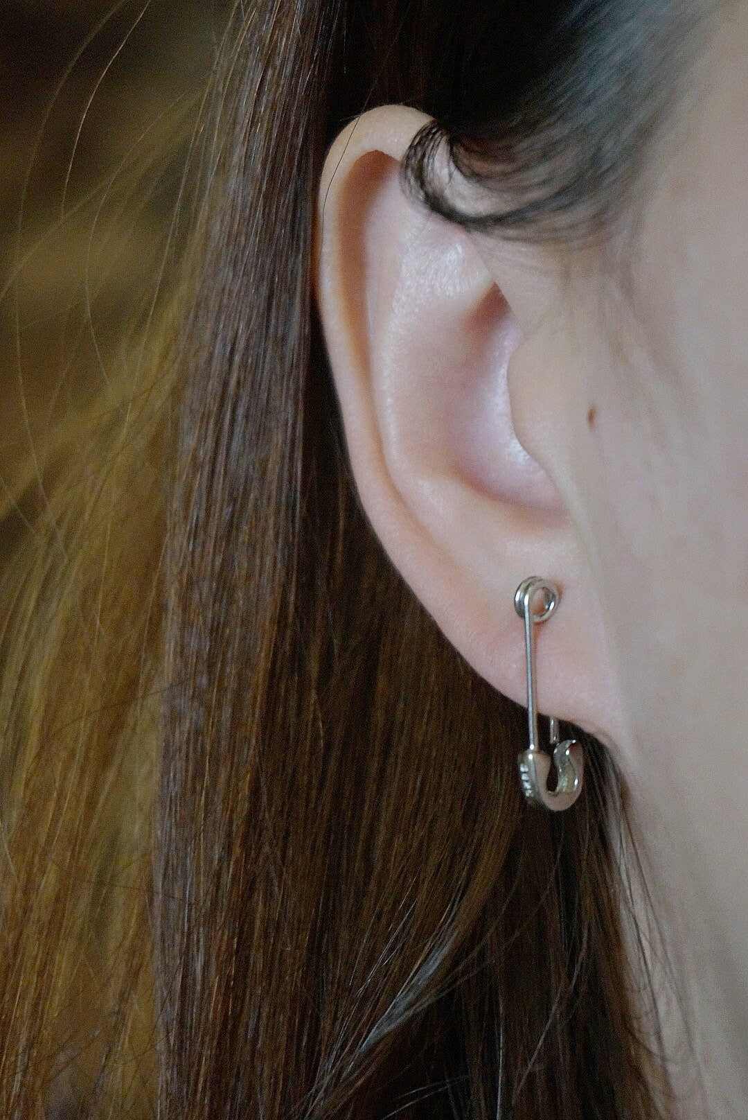 Sterling silver Safety pin earrings/Creative earrings/Safety Pin Pull Through Drop Earrings/Fun Quirky Punk Rock Jewelry