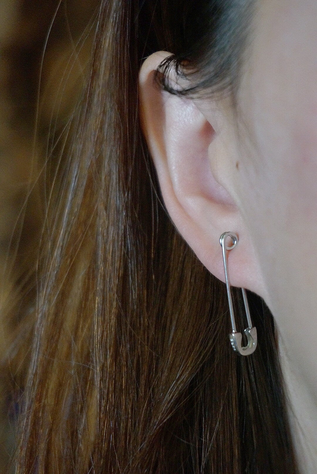 Sterling silver Safety pin earrings/Creative earrings/Safety Pin Pull Through Drop Earrings/Fun Quirky Punk Rock Jewelry