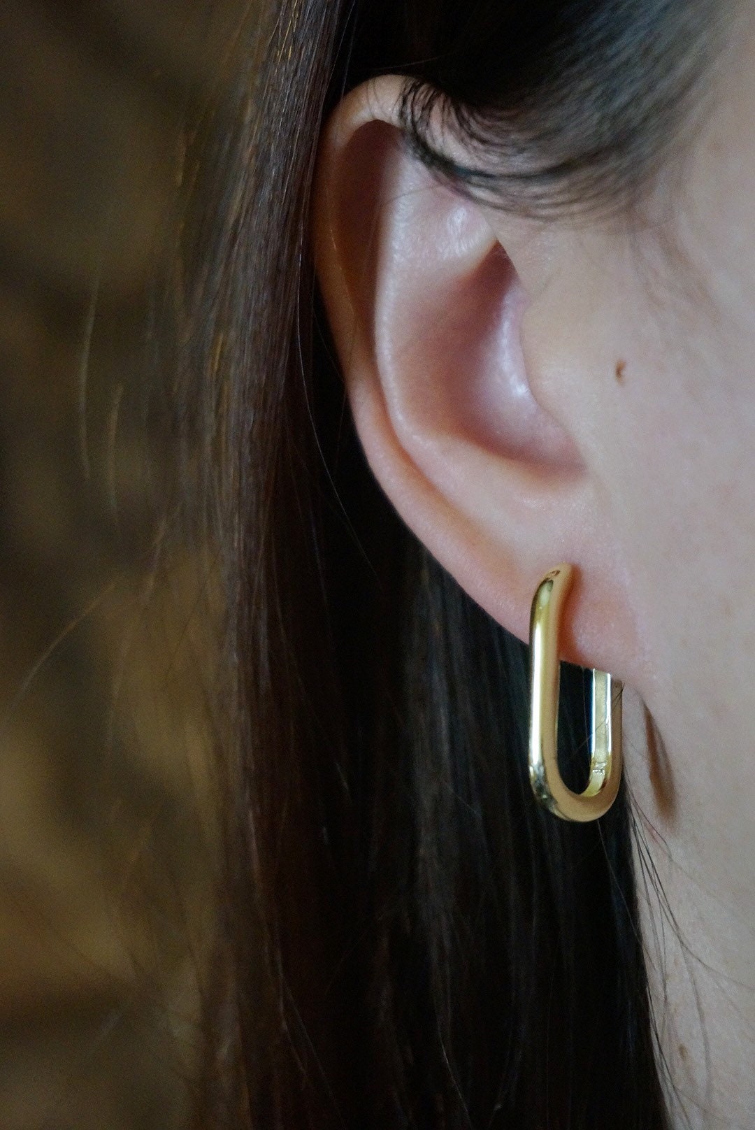 14k gold plated over sterling silver rectangle hoop earrings/Square Oval Hook Earrings Ear drop/Rectangle Huggie Earring/hick Hoop Huggie