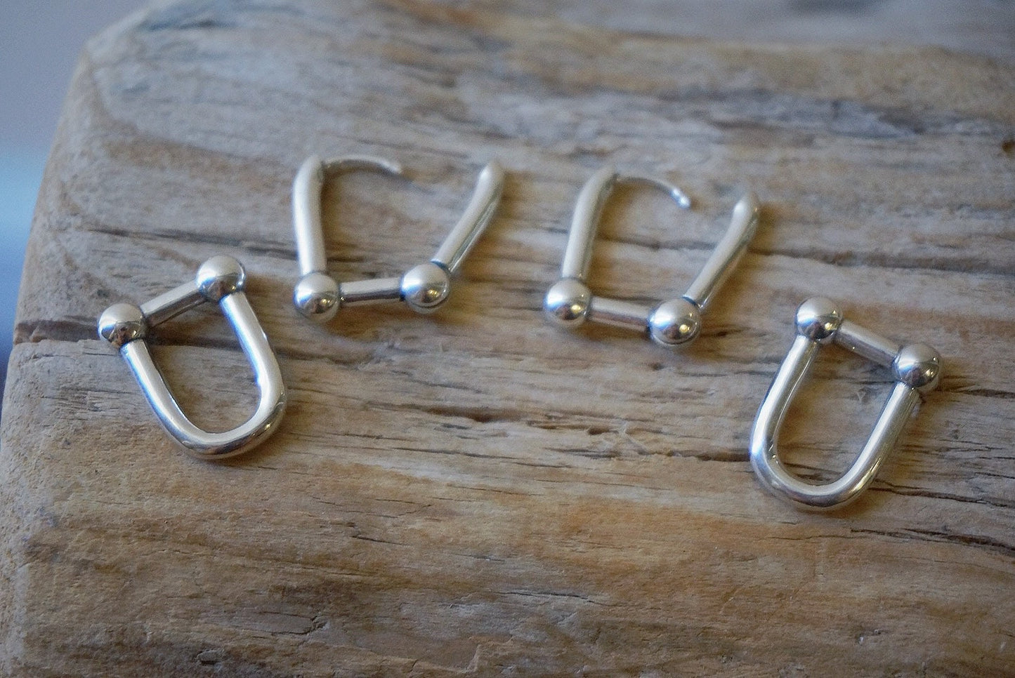 Sterling silver Chunky U Shaped Pinball Linked Drop Earrings/Geometric thick hoop earrings/U Linked Chain Earrings/Trend bold earrings