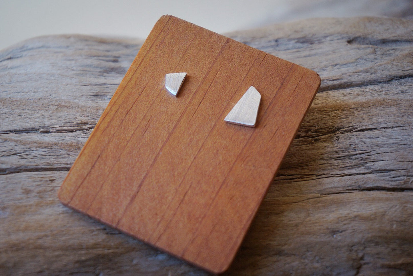 Sterling silver Asymmetric Trapezoid geometric stud earrings/925silver matte trapezoid stud earrings/Irregular polygon stud earrings