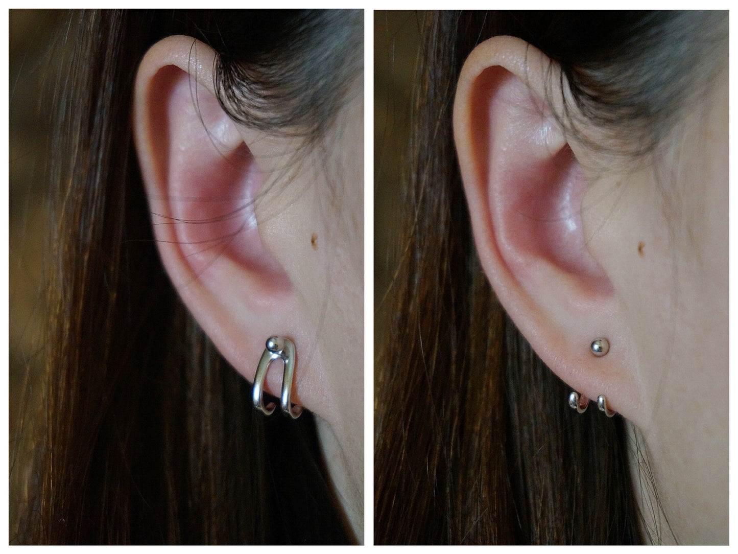 Sterling silver ear jacket/front back earrings