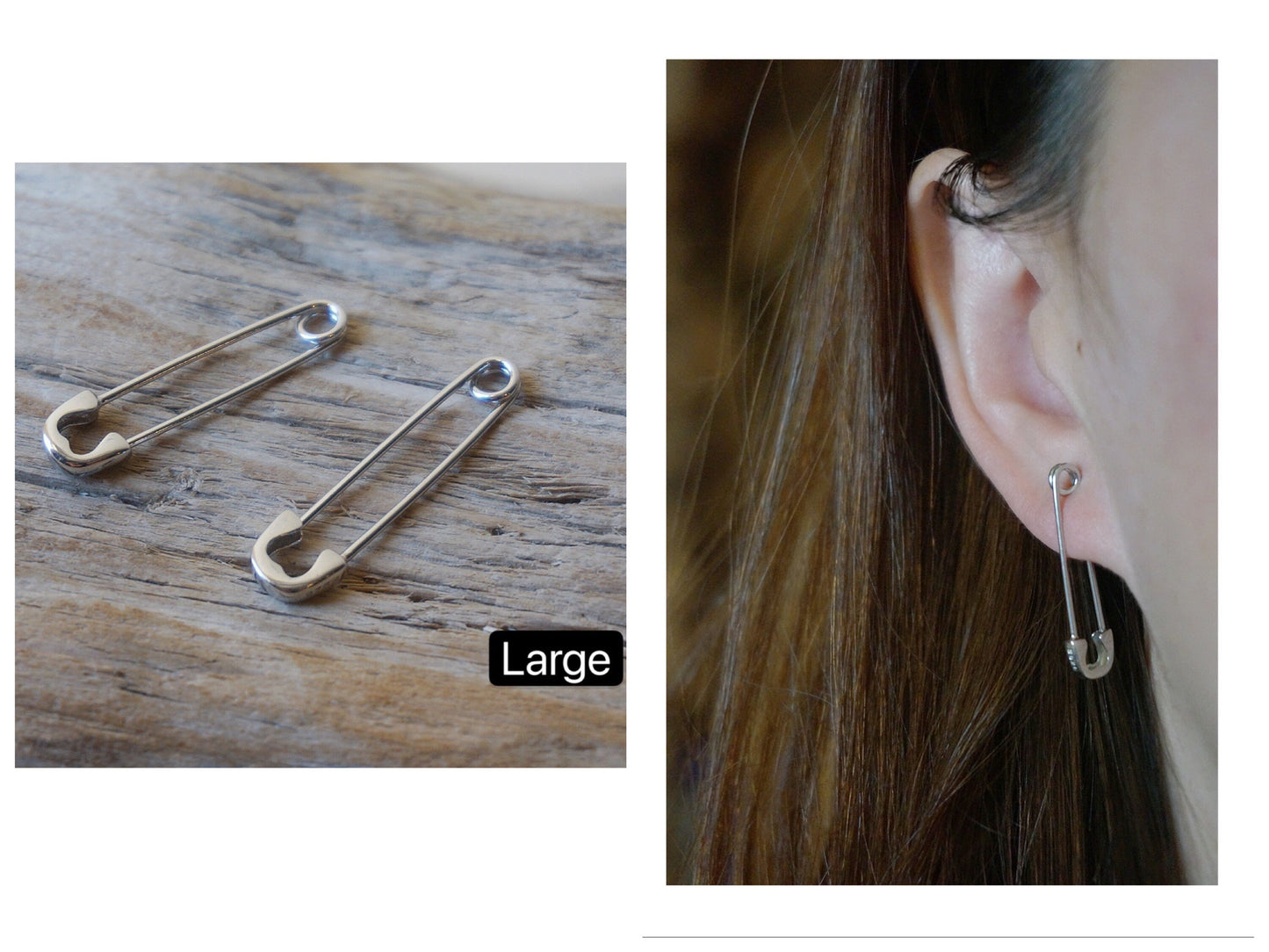 Sterling silver Safety pin earrings/Creative earrings/Safety Pin Pull Through Drop Earrings/Fun Quirky Punk Rock Jewelry