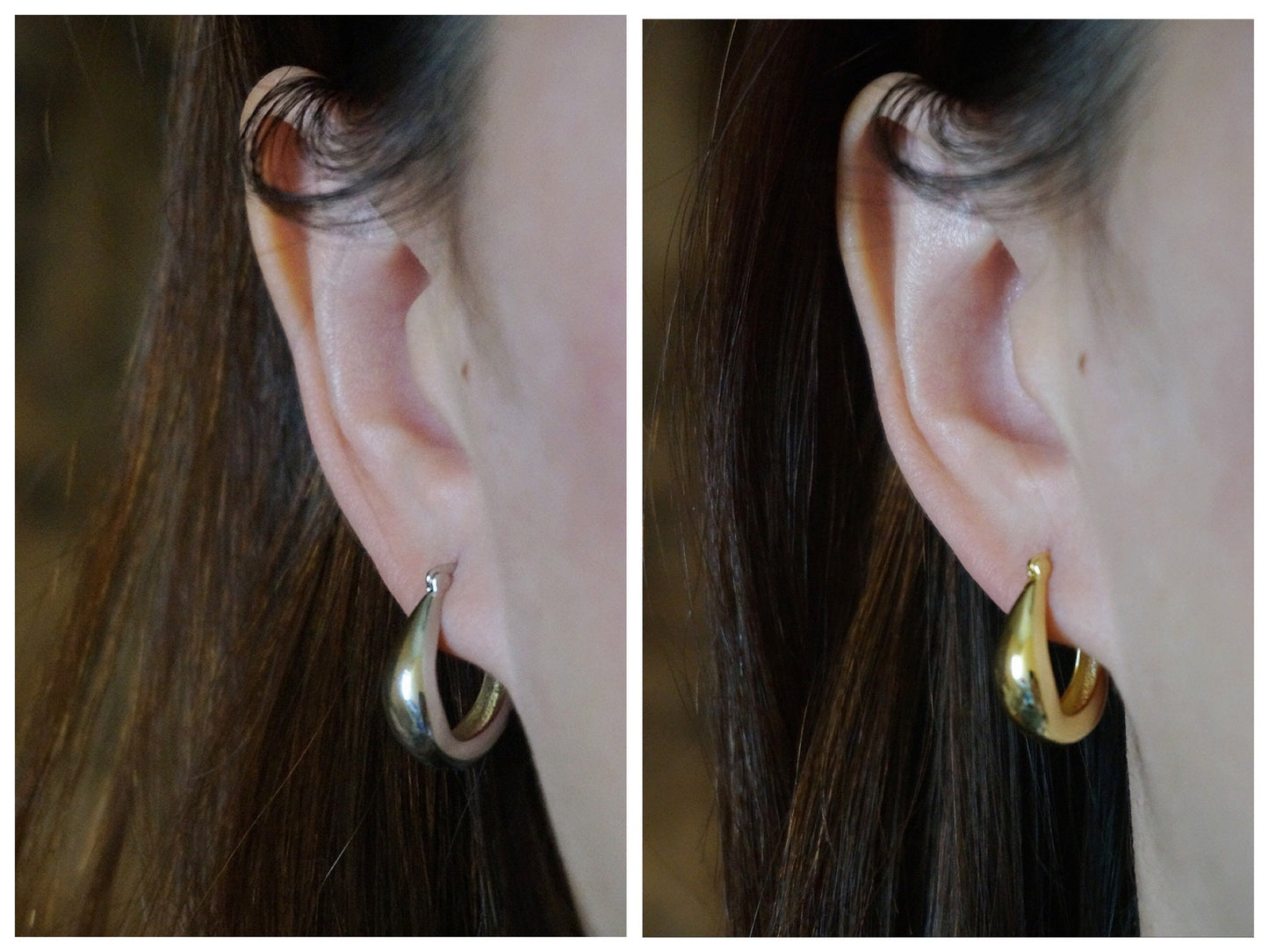 Sterling silver irregular oval Chunky hoop earrings/gold chunky hoops/thick hoop earrings/wide huggie hoop earrings