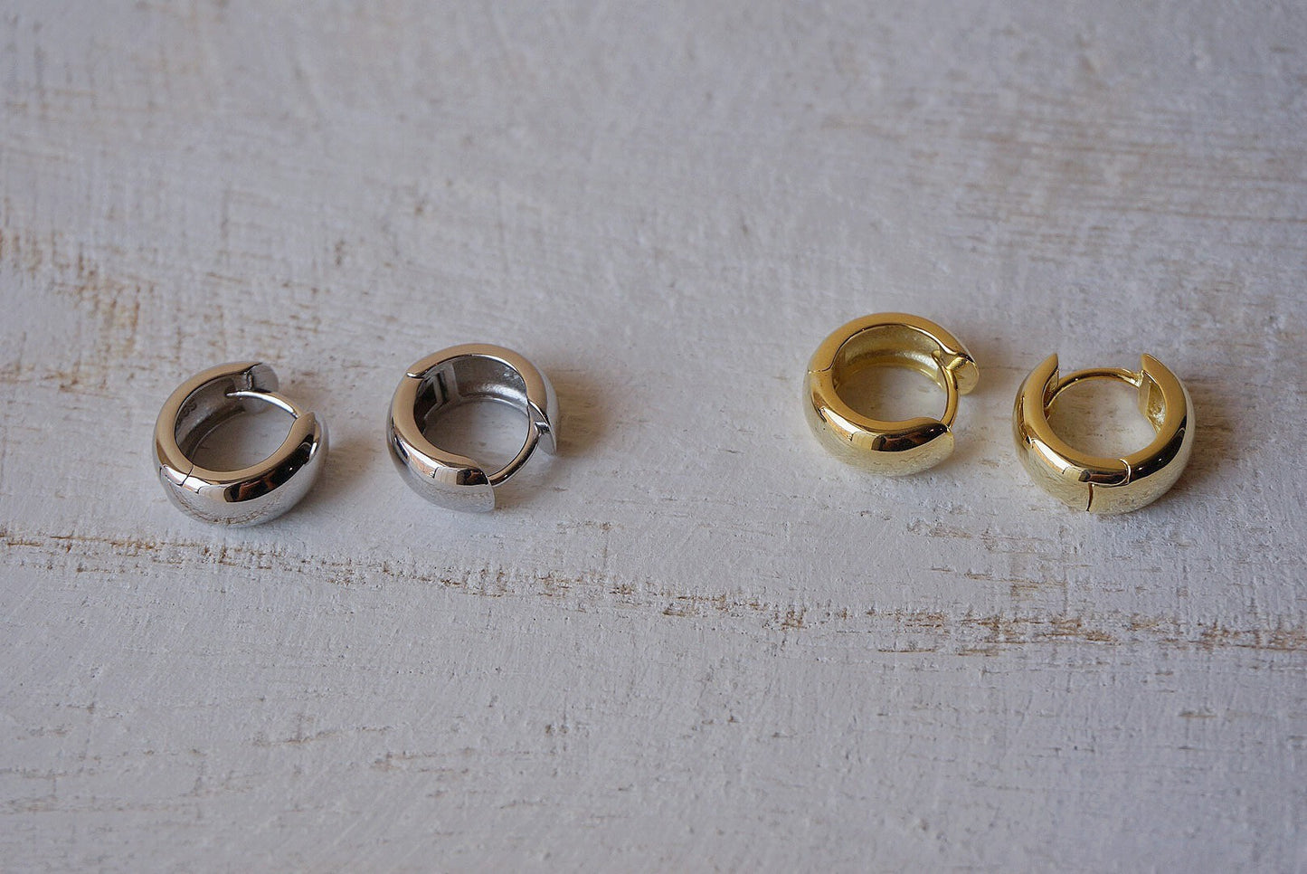 Sterling silver Chunky hoop earrings/gold chunky hoops/thick hoop earrings/wide huggie hoop earrings
