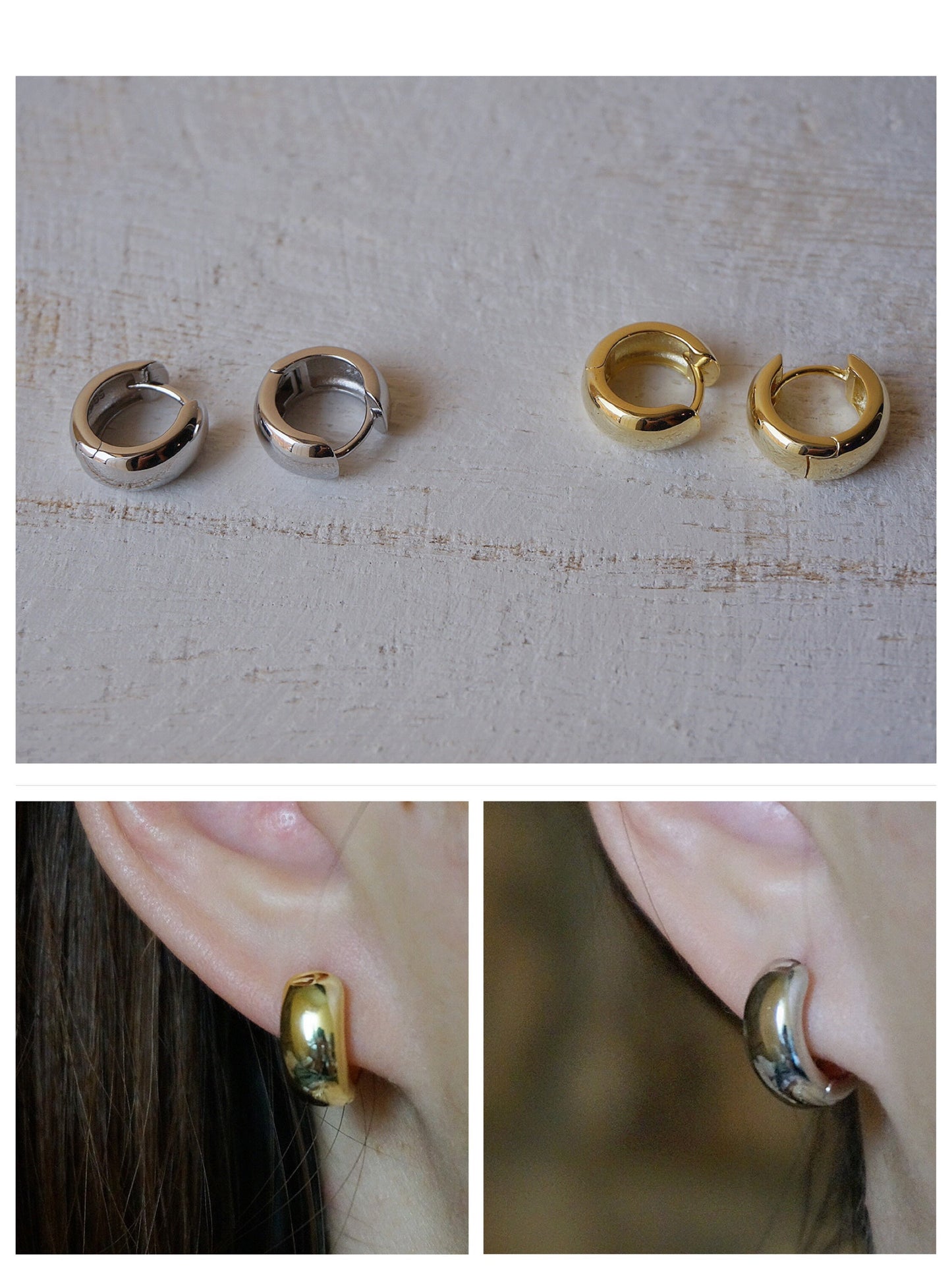 Sterling silver Chunky hoop earrings/gold chunky hoops/thick hoop earrings/wide huggie hoop earrings