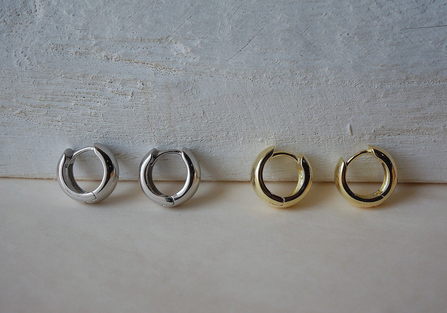 Sterling silver Chunky hoop earrings/gold chunky hoops/thick hoop earrings/wide huggie hoop earrings