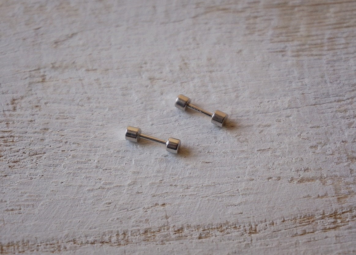 Sterling silver Screw Back dot stud earrings/dumbbell earrings/circle stud earrings/ball studs/Double sided earrings