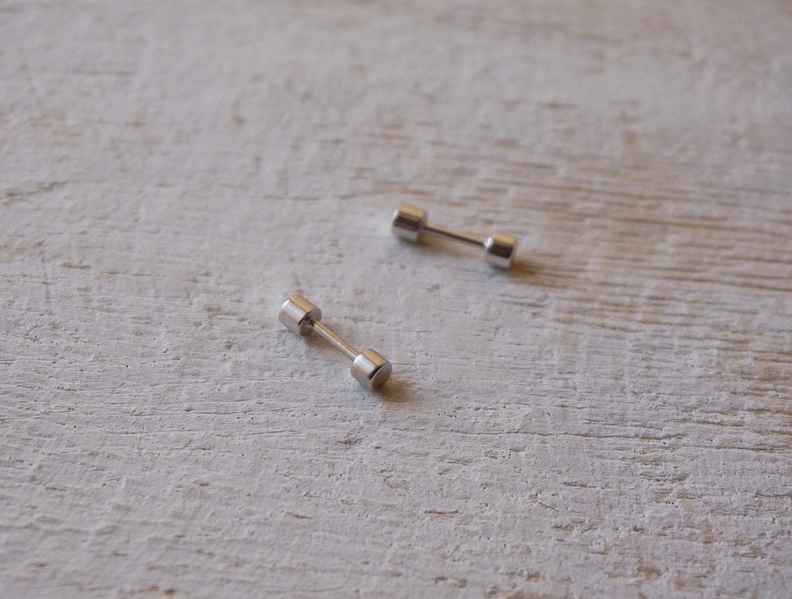Sterling silver Screw Back dot stud earrings/dumbbell earrings/circle stud earrings/ball studs/Double sided earrings