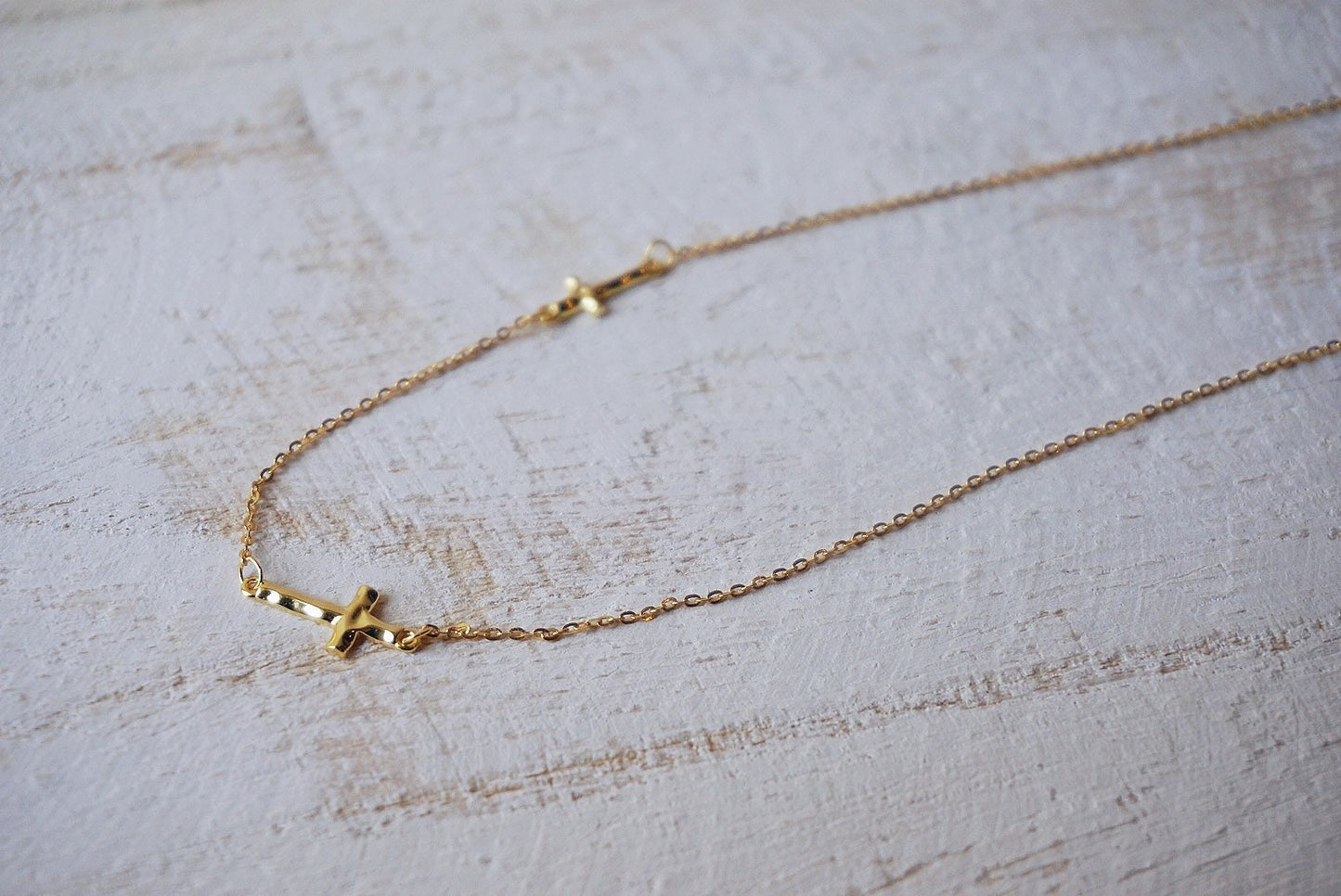 Sterling silver sideways cross necklace/Gold cross necklace/Dainty Cross necklace/chain cross necklace/minimalist necklace
