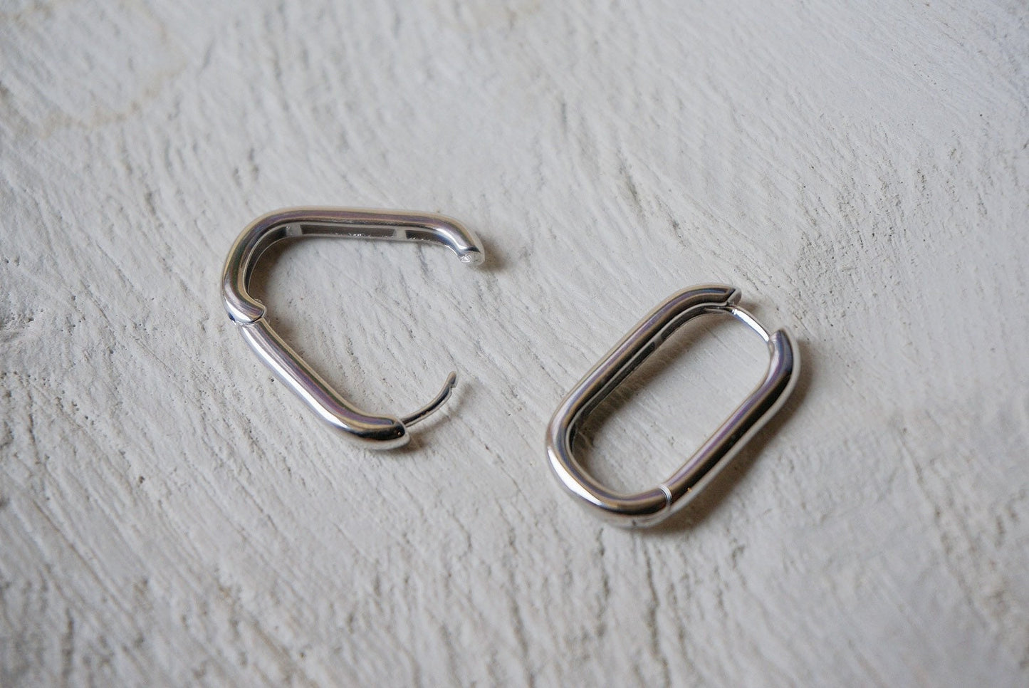 14k gold plated over sterling silver rectangle hoop earrings/Square Oval Hook Earrings Ear drop/Rectangle Huggie Earring/hick Hoop Huggie