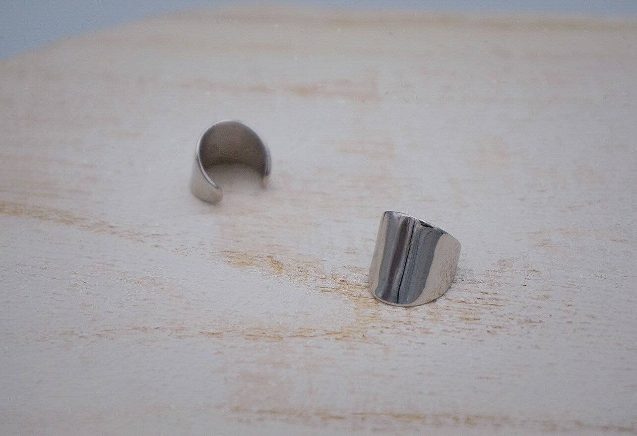 sterling silver earring sets/thick Earlobe cuff/chunky ear cuffs/ear wrap/silver ear clip/rectangular hoops