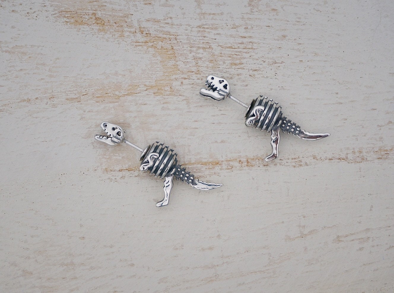 Sterling silver Dinosaur earrings/Dinosaur ear jacket/front back earrings/Animal Themed Two Part Earrings