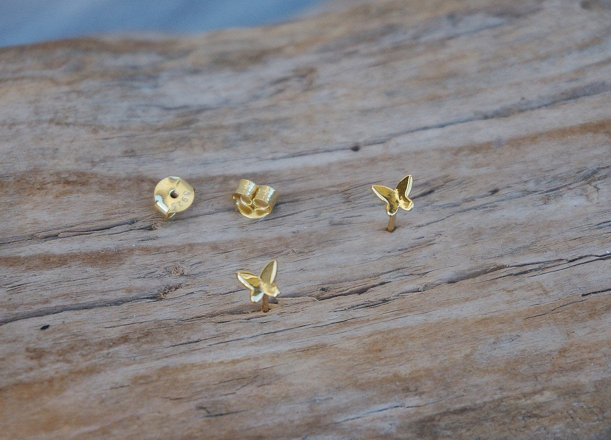 Sterling silver Tiny Butterfly stud earrings/gold butterfly stud earrings/minimalist stud earrings/butterfly earrings