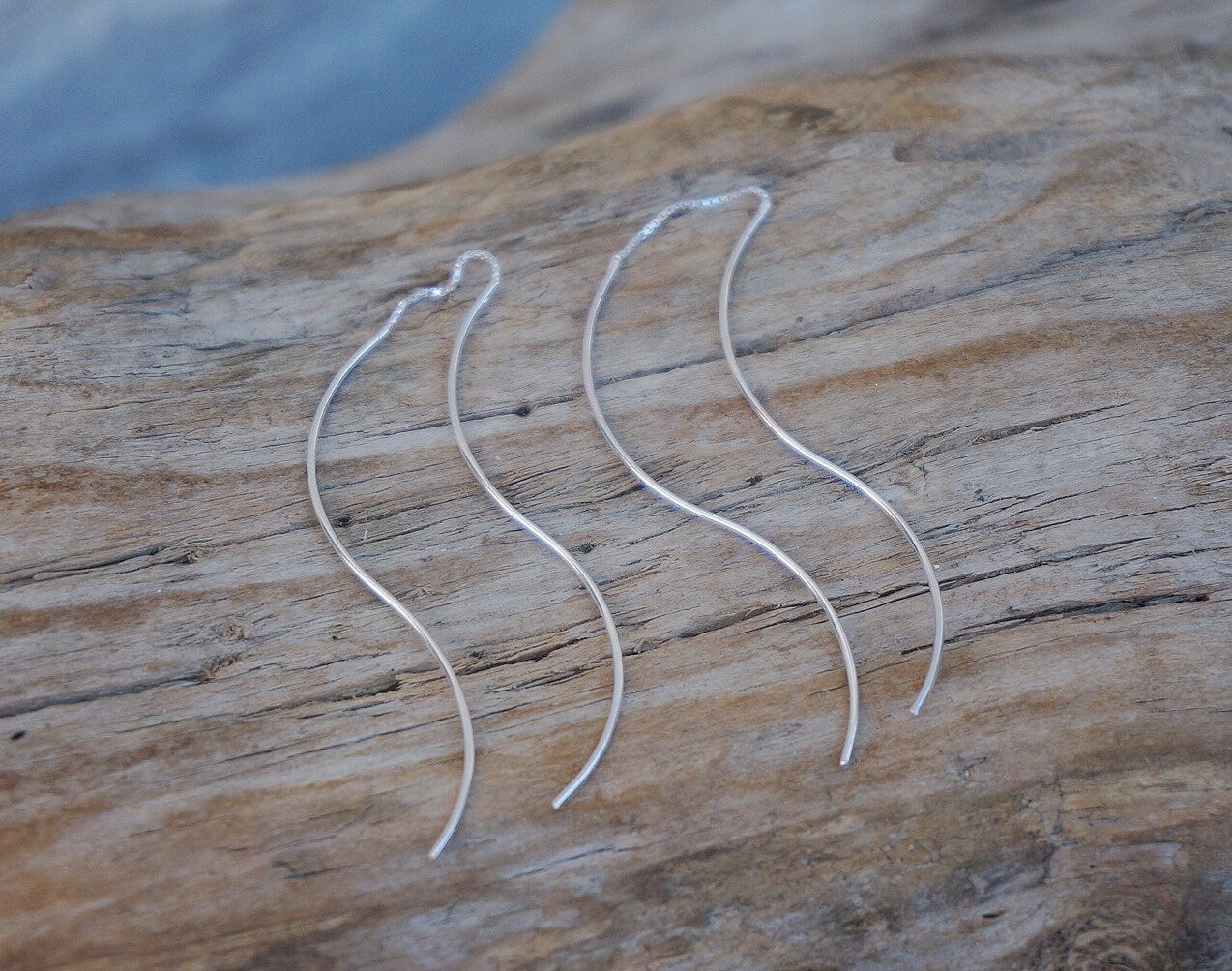 Sterling silver spiral Threader earrings/threader earrings/edgy earrings