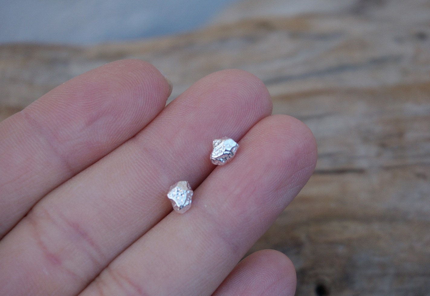 Sterling silver irregular earrings/minimalist stud earrings