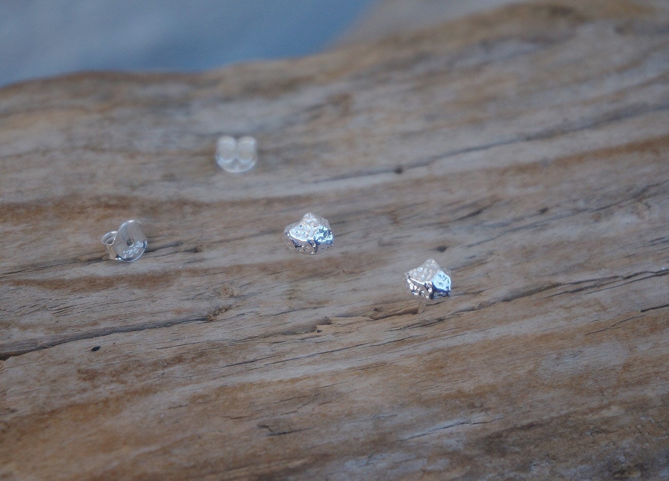 Sterling silver irregular earrings/minimalist stud earrings