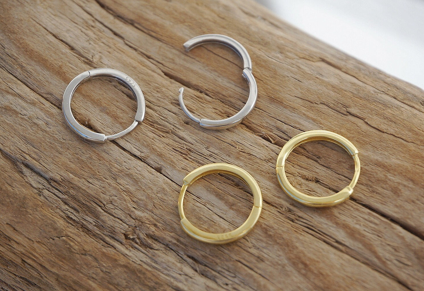 Sterling silver latch back hoop earrings/Gold hoop earrings/Tiny hoop earrings/huggie hoops/Thick Silver Hoop Earrings/small hoops