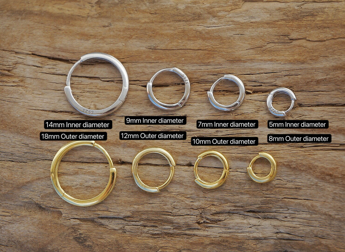Sterling silver latch back hoop earrings/Gold hoop earrings/Tiny hoop earrings/huggie hoops/Thick Silver Hoop Earrings/small hoops