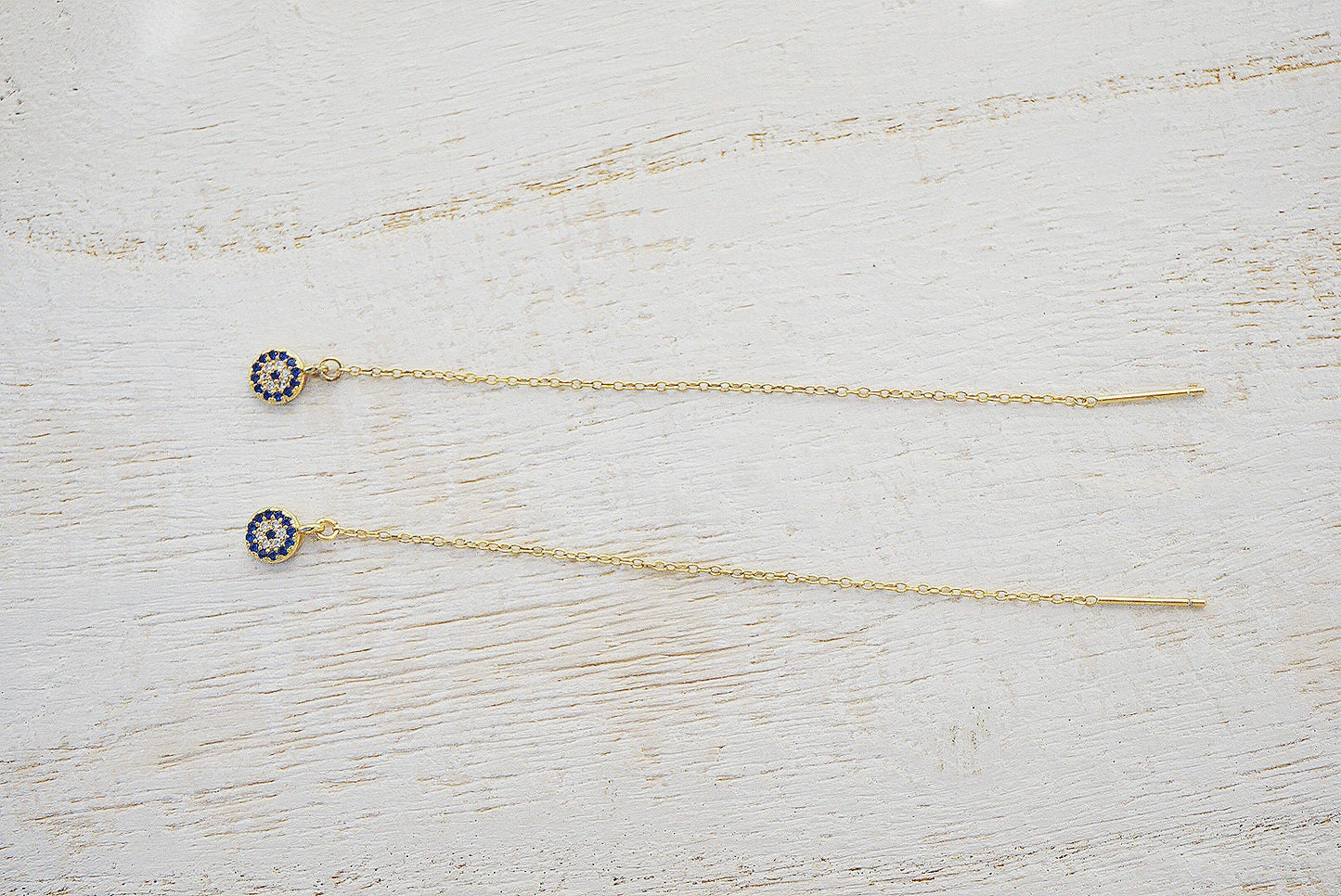 Blue eyes Threader earrings/sterling silver crystal threader earrings/gold threader earrings/threader earrings/blue eyes earrings